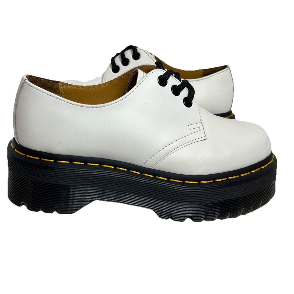 Dr DOC Martens 1461 Quad Retro White Leather Platform Shoes Mens 5 Womens 6‎